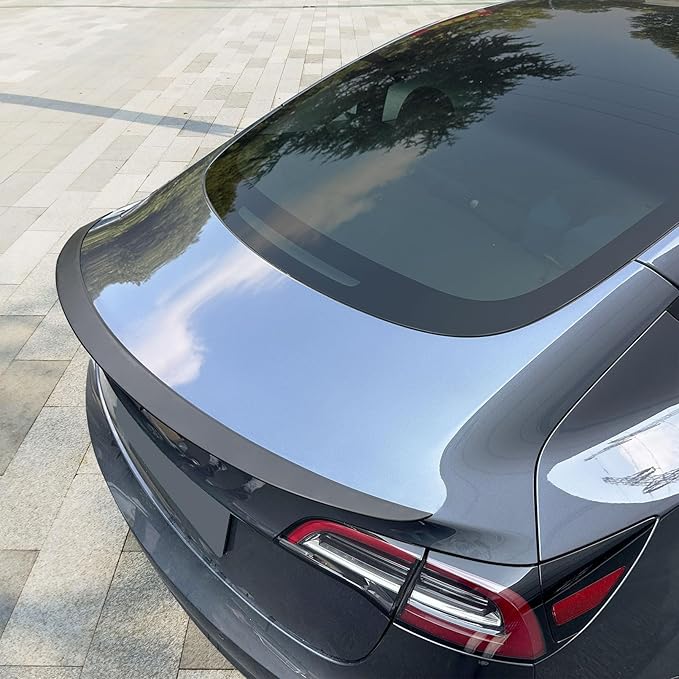 Spoiler Fit for Tesla Model 3 2017-2023, ABS Material OEM Original Rear Spoiler Wing Rear Trunk Lip, Matte Black Sporty Appearance Tesla Model 3 Accessories