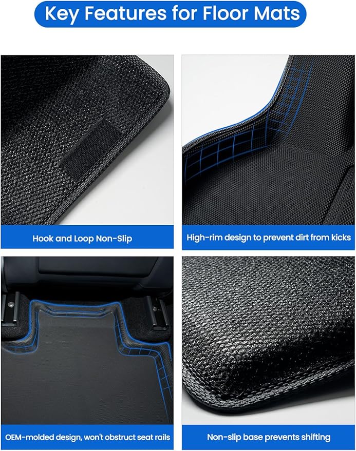 All-Weather Floor Mats for 2025-2026 Tesla Model Y Juniper - TPE Waterproof & Anti-Slip Car Mats, Custom Fit Full Coverage Interior Accessories (5-Seater)