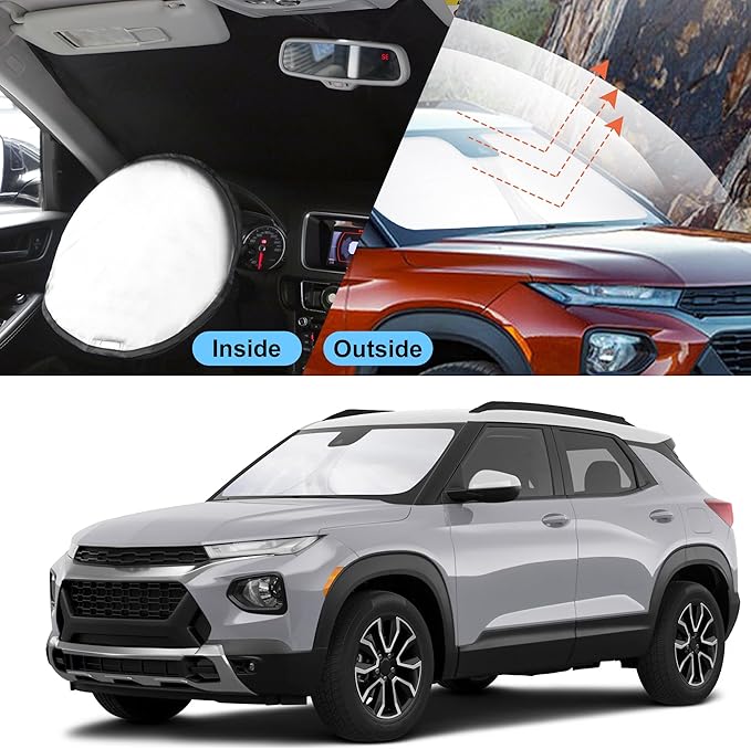 YYCKE Windshield Sun Shade Accessories Compatible with 2021-2024 2025 Trailblazer for Chevrolet Foldable Sunshade Sun Visor Blocks UV