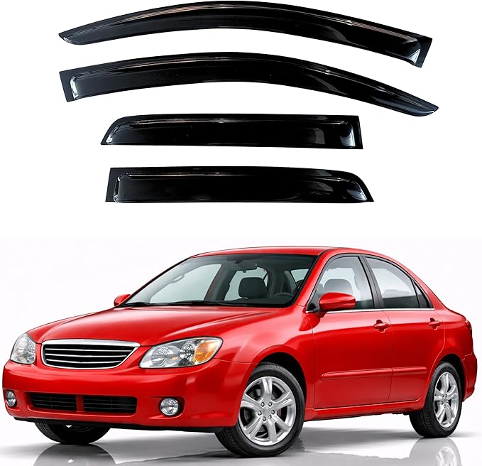 KPY Rain Guards Fit for 2001-2004 Kia Spectra, Out-Channel Window Visors Vent Wind Deflectors 4PC, Car Accessories for 01-04 Spectra