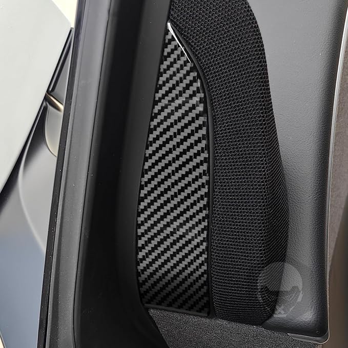 Carbon Fiber Sticker Car Pillar Posts Door Window Inside Panel Cover Car Exterior Trim Compatible with Tesla Model 3 2024 2025 Accessories Decorative Sticker