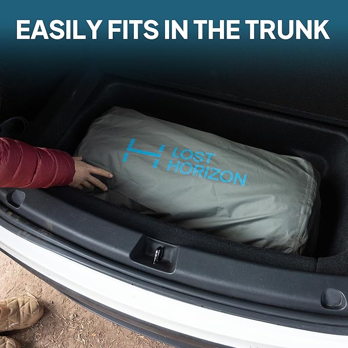 Lost Horizon Camping Air Mattress with Foam for Tesla, Self Inflating Sleeping Pad with Air Pump, 4.5" Thick, R-Value 13, Model Y
