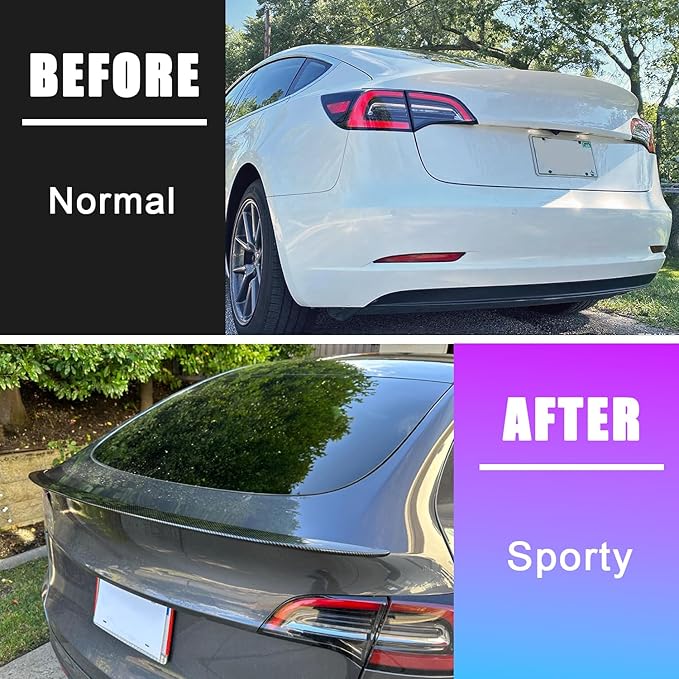 for 2017-2023 Tesla Model 3 Rear Spoiler Model 3 Accessories Rear Trunk Lip Wing (Carbon Fiber)