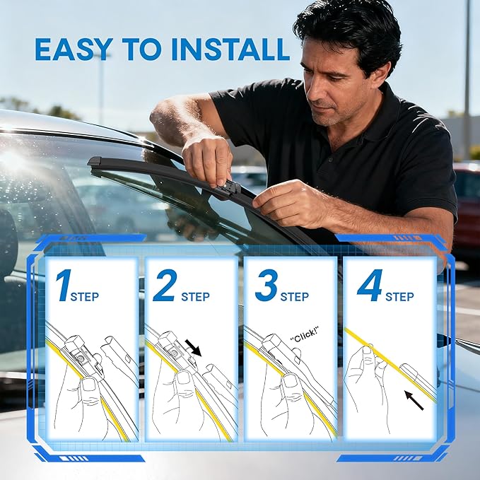 5 PLUS® Silicone Windshield Wipers 26 and 19 Inch Replacement For TESLA Model 3 2025 2024 2023-2017 Model Y 2025 2024 2023-2020 Automotive Replacement Windshield Wipers With Water Repellent