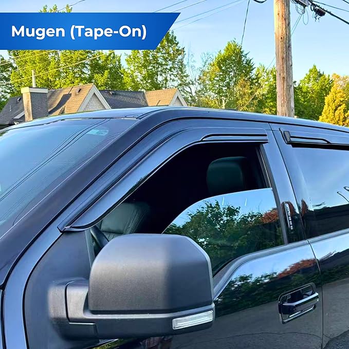 KPY Window Visor Compatible with Mitsubishi Lancer 1997-2002, 4PC Rain Guard Side Window Vent Deflectors Tape-On Mugen Style, 1997 1998 1999 2000 2001 2002