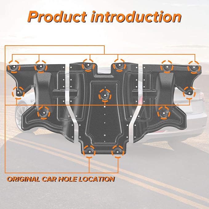 MusixiA Rear Skid Plate Compatible with 2017-2025 Tesla Model 3 & 2020-2025 Model Y, Heavy-Duty Engine Splash Shield & Under Chassis Guard, All-Weather Protection from Debris/Scrapes/Splashes