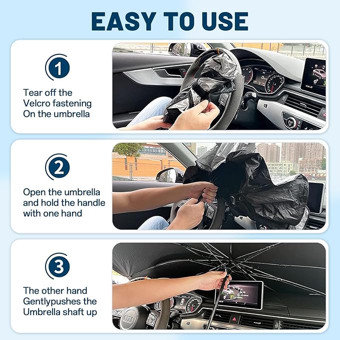 Windshield Sun Shade for Honda Civic 2016-2026, Umbrella Car Shades with 360°Rotating Shaft, Foldable Front Window Sunshade for UV & Heat Protection