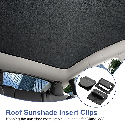 16 Pcs Roof Sunshade Clips, Replacement Sun Shade Roof Clips Compatible with Model Y/3/S/X, Car Interior Sunroof Shade Holder Fastener Clips for Installation and Stability Glass Roof Sunshade
