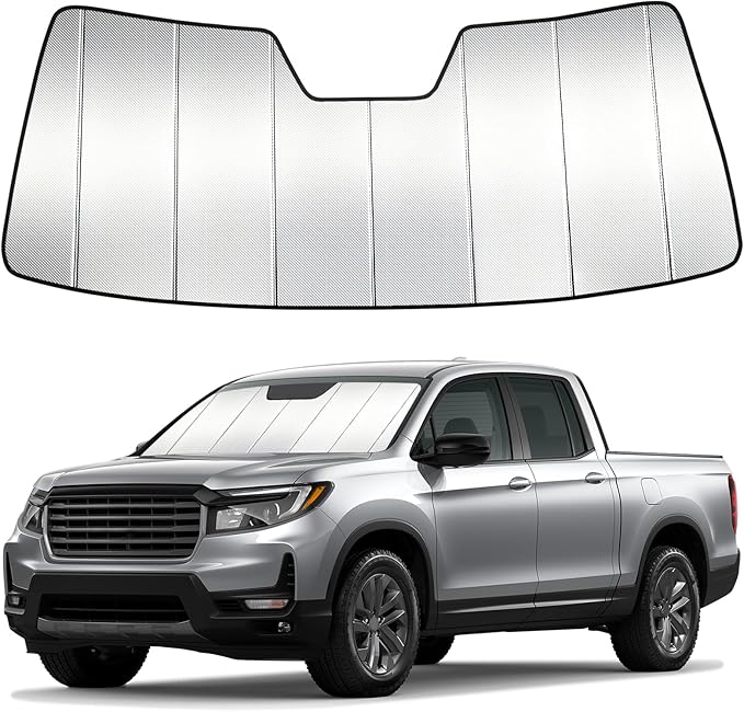 Windshield Sun Shade Custom Fit for Honda Ridgeline 2017-2025，Passport 2019-2025, Accordion Folding Thick Window Sunshade Block Heat 99% UV Rays Sun Visor Keep Cooler Car Accessories