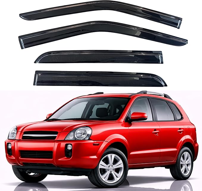 KPY Rain Guards Fit for 2005-2009 Hyundai Tucson, Out-Channel Window Visors Vent Wind Deflectors 4PC, Car Accessories for 05-09 Tucson