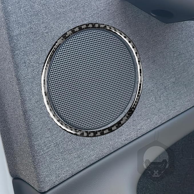Car Rear Horn Speaker Frame Sticker Carbon Fiber Sticker Car Interior Trim Compatible with Tesla Model 3 2024 2025 Accessories Decorative Sticker Car Speaker Ring