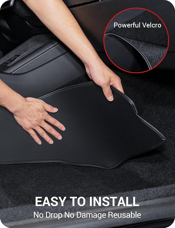 BASENOR 2026 2025 2024 Tesla Model 3 Highland Center Console Side Anti-Kick Mats, Waterproof & Dust Resistant Protector Cover Front Seat Side Leather Pad 2PCS (Standard/Premium/Performance)