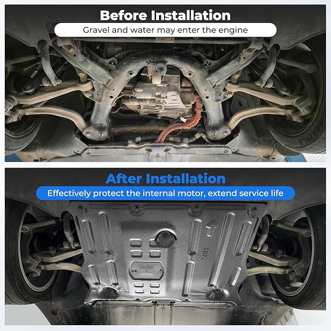 Front Skid Plate Compatible with Tesla Model 3 2017-2025 & Model Y 2020-2025, Under Engine Guard Splash Shield Cover Chassis with Install Accessories