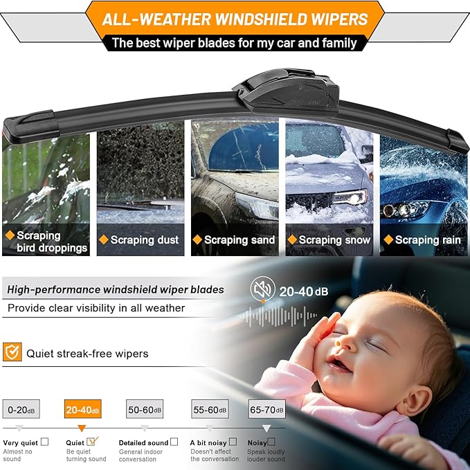 AUTOBOO 28"+16" Windshield Wipers Replacement for Nissan Altima 2018-2013 Maxima 2019-2017 -Original Factory Quality (Pack of 2)