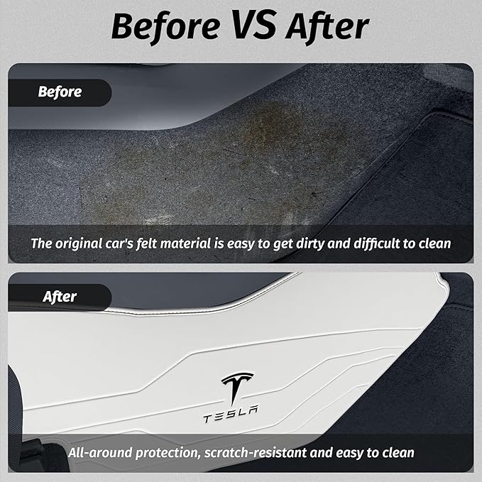 Center Console Leather Side Anti-Kick Mats(2 Pieces) Designed for Tesla Model Y Juniper(2025-2027),Waterproof, Dust Resistant, Front Seat Side Protector Cover White