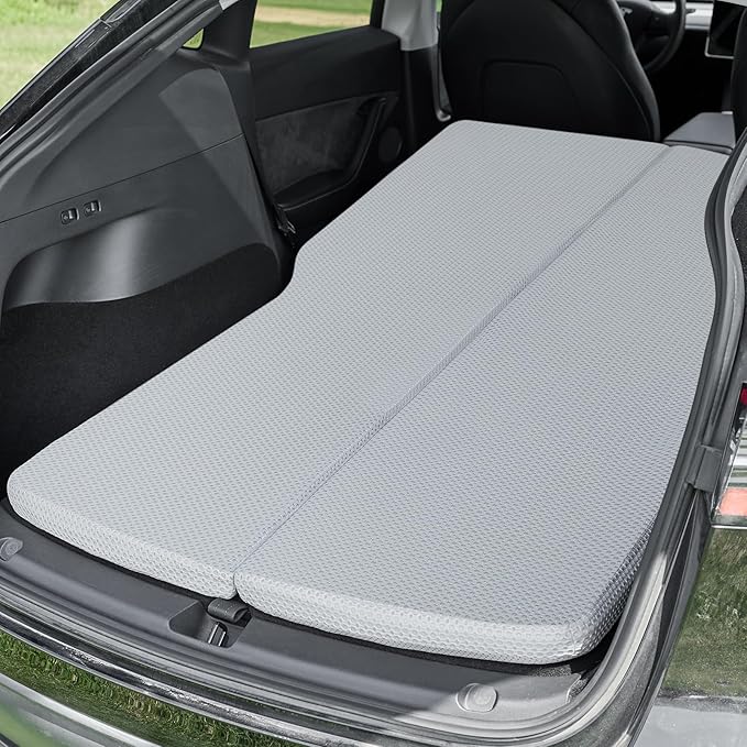 Gonex Foam Mattress for Tesla Model Y 3, 2" Foam Car Camping Mattress with Washable Mesh Cover for Superior Support, Foldable with Storage Bag, Fits Frunk Trunk, Portable for Road Trips, 75" x 44.5"
