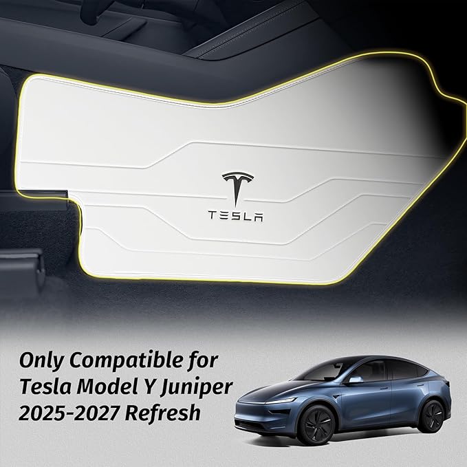 Center Console Leather Side Anti-Kick Mats(2 Pieces) Designed for Tesla Model Y Juniper(2025-2027),Waterproof, Dust Resistant, Front Seat Side Protector Cover White