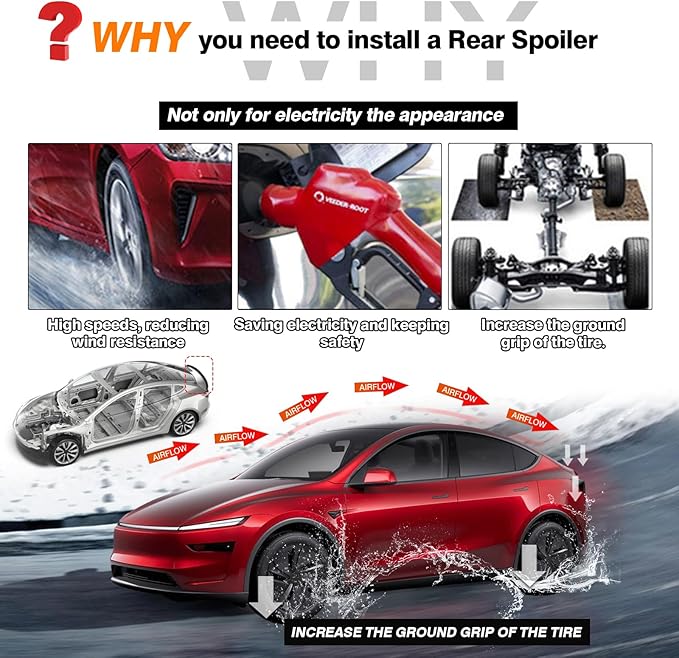 Powerty Rear Spoiler Wing for 2025 2026 Tesla Model Y Juniper,Rear Trunk Lip Wing Sporty Appearance for Model Y Juniper Accessories Carbon Fiber
