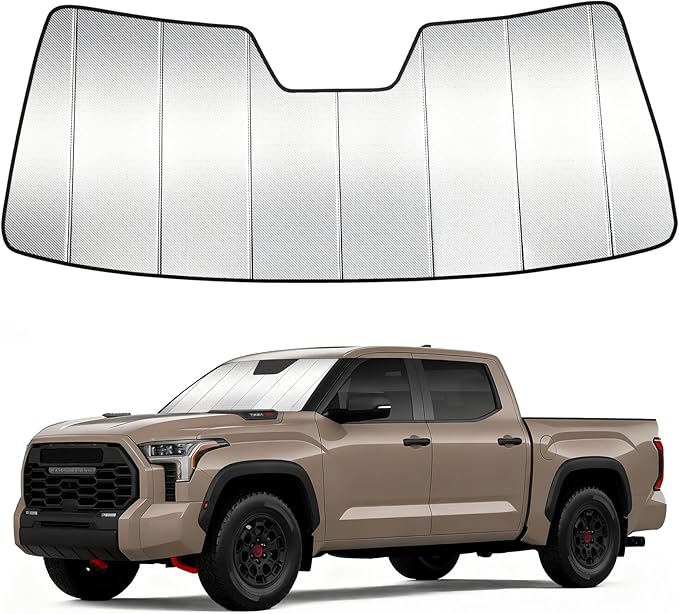 Windshield Sun Shade Custom Fit for Toyota Tundra 2022-2026, Accordion Folding Thick Window Sunshade Block Heat 99% UV Rays Sun Visor Keep Cooler Car Accessories