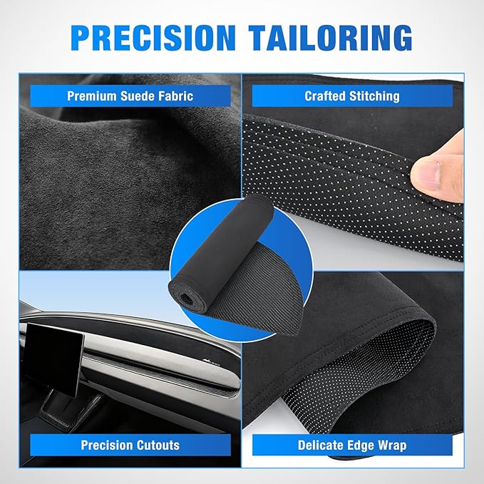 Nilight Dash Cover for Tesla Model 3 Highland 2024 2025, Custom Fit Suede Interior Shield Decorative Mat Dashboard Sunshade Glare Protector Accessories