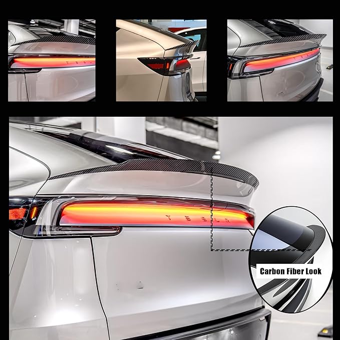 STSEV01 Rear Spoiler Fit for Tesla New Model Y Juniper 2026, Model YL-Style Performance Type ABS Wing Sporty Appearance, Trunk DeckLid Lip Exterior Accessories, Tape Installation(Carbon Fiber Style)