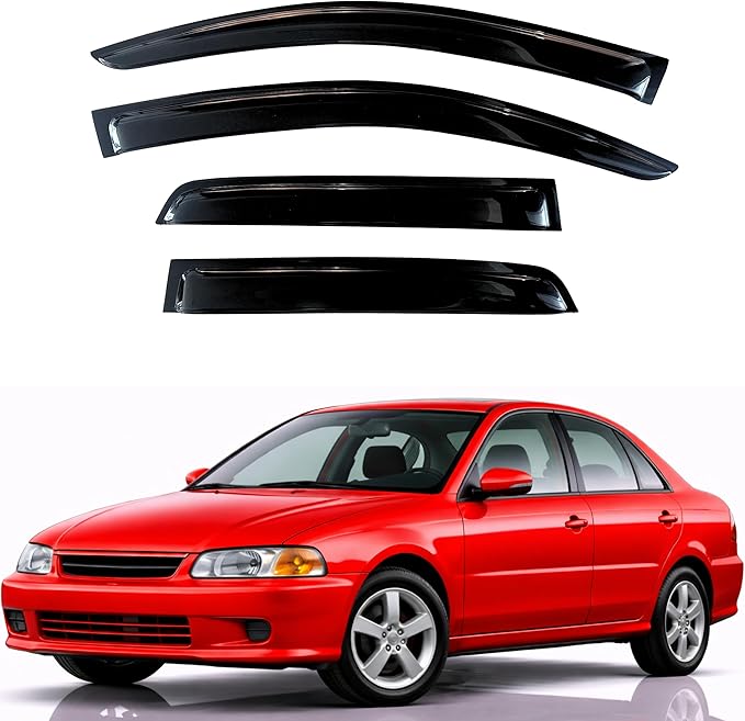 KPY Rain Guards Fit for 1997-2001 Mitsubishi Mirage Sedan, Out-Channel Window Visors Vent Wind Deflectors 4PC, Car Accessories for 97-01 Mirage (Sedan Only)