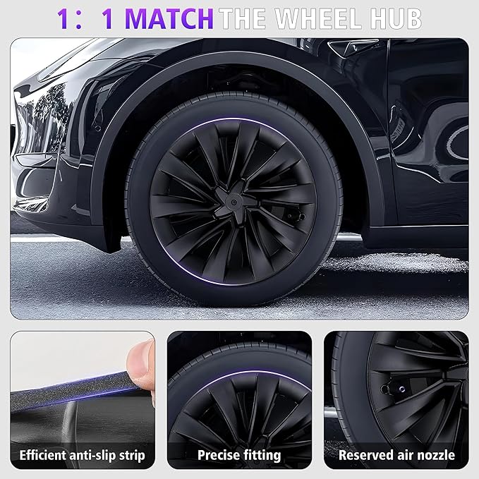 19 Inches Wheel Covers for 2025 2026 Tesla Model Y Juniper, Hub Protection Accessory, Replacement for Tesla Model Y 2025 Rim Protector, ABS Hubcaps 1-Piece
