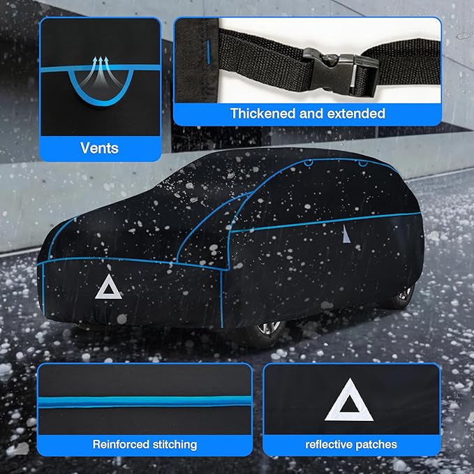 Hail Protector Car Cover for SUV(Length:182-190inch) + Gift Windshield Sunshade, Multi-Layered EVA Hail Proof Car Cover, Padded Car Hail Protector Blanket for RAV4, CRV, Q5, Equinox, Rogue etc.