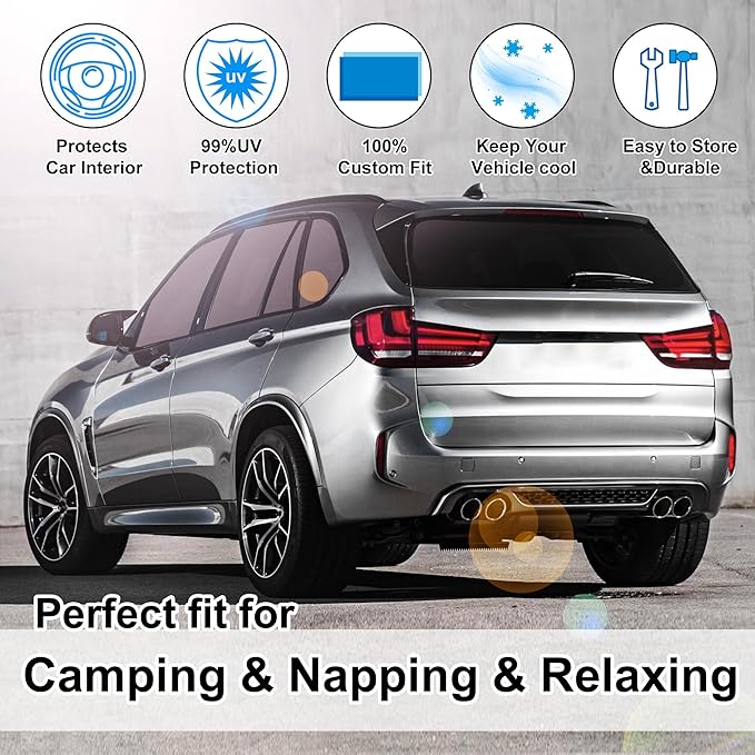 10PCS YYCKE Window Shades for X5 2014-2018 for BMW Accessories Full Windows Rear Triangular Windshield Sun Shade Sun UV Rays Privacy Protection for Camping