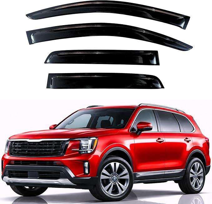 KPY Rain Guards Fit for 2020-2026 Kia Telluride, Out-Channel Window Visors Vent Wind Deflectors 4PC, Car Accessories for 20-26 Telluride