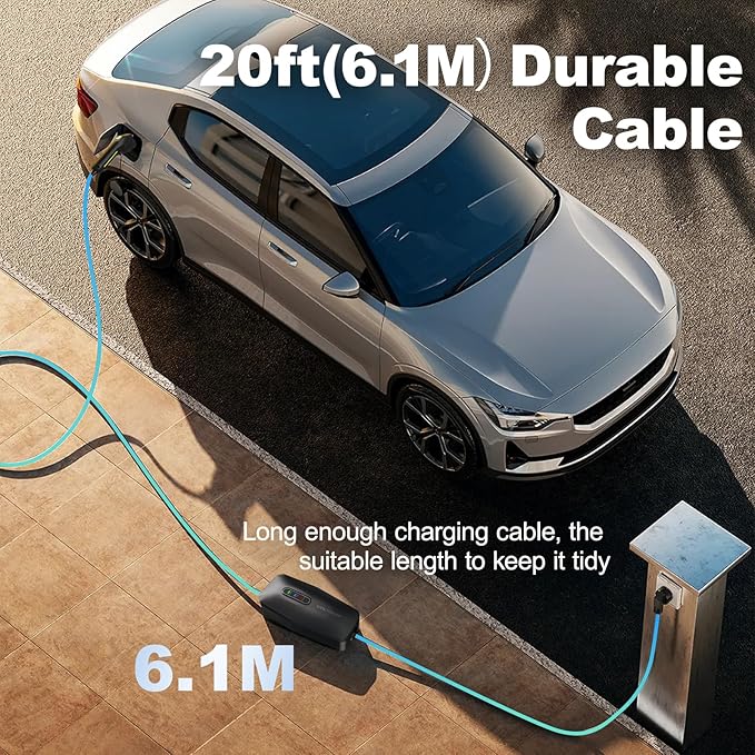 Level 1&2 EV Charger, Electric Vehicle Portable Charger with 20FT Cable, 3.5KW 16Amp Home EV Car Charging Station, 110V-240V NEMA 6-20 & NEMA 5-15 Plug Adapter, for All SAE J1772