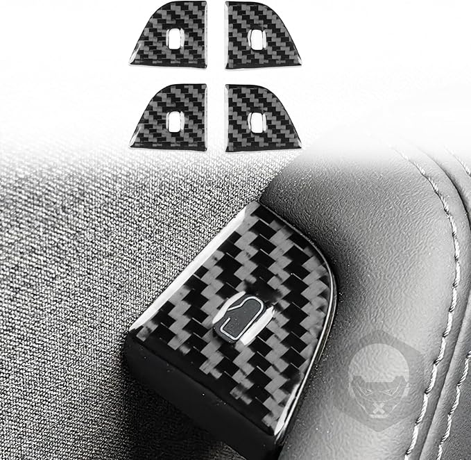 Carbon Fiber Stickers Car Door Lock Switch Button Cover Stickers Decal Car Interior Decoration Compatible with Tesla Model 3 2024 Accessories Decorative Stickers