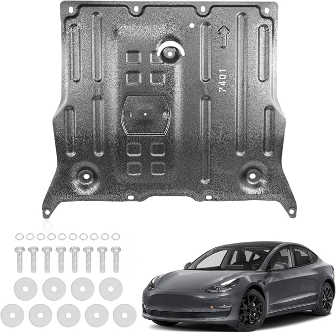 Front Skid Plate Compatible with Tesla Model 3 2017-2025 & Model Y 2020-2025, Under Engine Guard Splash Shield Cover Chassis with Install Accessories