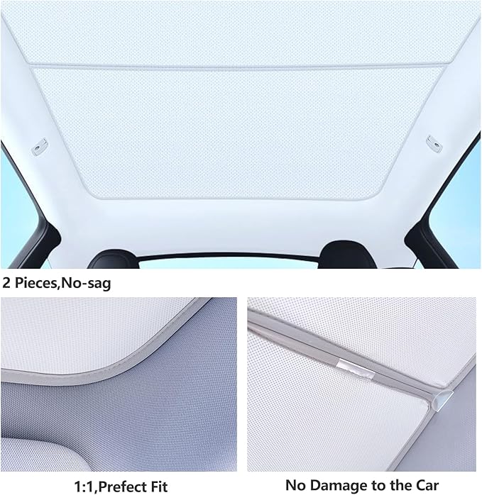 Glass Roof Sunshades for Tesla Cybertruck,Heat Reflective Nano Ice Crystal Coatings UV Block Roof Sunshades No Sag Flodable Sunroof Sunshade