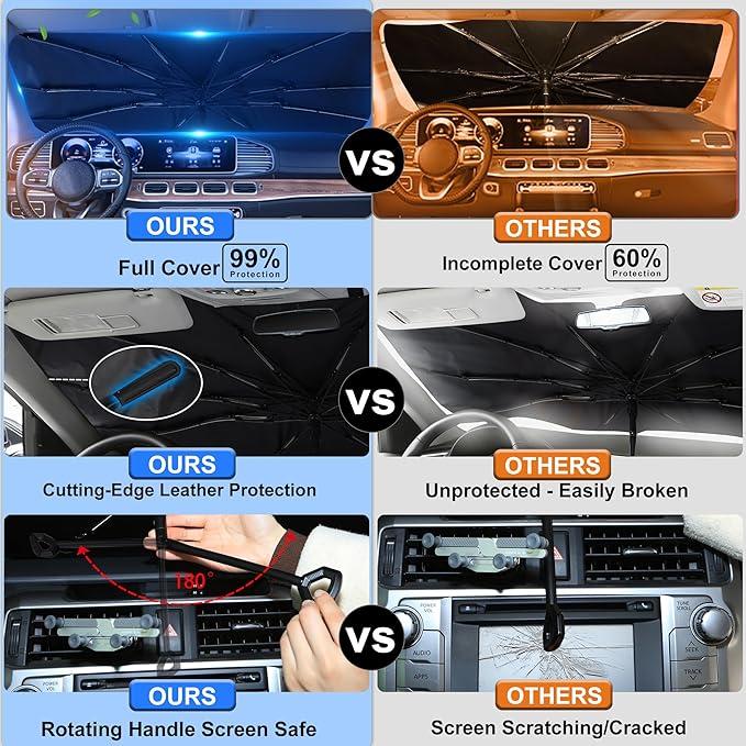 Windshield Sun Shade Umbrella Compatible with Mazda CX-30 2019-2024 2025 2026 CX30 Accessories Foldable Sun Visor Protector Sunshade Blocks Rays & Heat