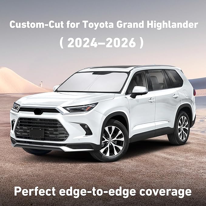 EcoNour Windshield Sunshade Compatible for Toyota Grand Highlander 2024 2025 2026 XLE, MAX, Limited, Platinum, Sun Visor for Front Window Sun Shade Cover, UV Heat Blocker & Protector, Car Accessories
