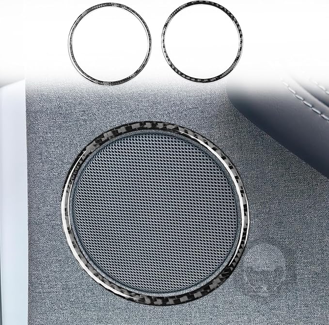 Car Rear Horn Speaker Frame Sticker Carbon Fiber Sticker Car Interior Trim Compatible with Tesla Model 3 2024 2025 Accessories Decorative Sticker Car Speaker Ring