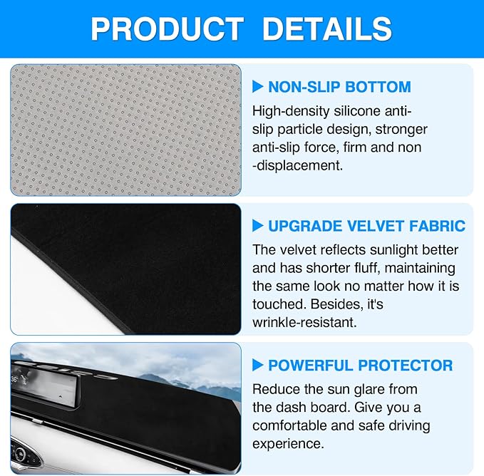 Autorder Dashboard Cover Mat for 2022-2025 Genesis GV70 Accessories Dash Cover Upgrade Velvet Dash Mat Sunshade Glare UV Rays Protector