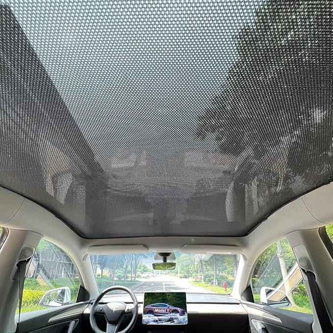 Lightweight One Piece Mesh Sunshade for Tesla Model Y Juniper/Launch, Tesla Model Y Rear Window Sunshade, UV Blocking & Heat Insulation, Easy Clip Install, Foldable with Storage Bag