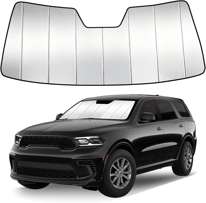 Windshield Sun Shade Custom Fit for Dodge Durango 2021-2026, Accordion Folding Thick Window Sunshade Block Heat 99% UV Rays Sun Visor Keep Cooler Car Accessories
