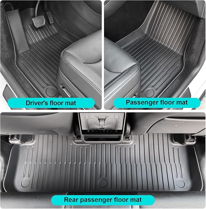 Tesla Model Y Juniper Floor Mats 2026 2025 Full Set All Weather Non-Slip Floor Liner for New Model Y 2025 2026 Cargo Mats and Seat Back Cover Protector-Tesla Model Y Trunk Mat