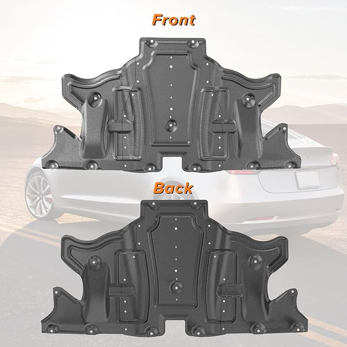 MusixiA Rear Skid Plate Compatible with 2017-2025 Tesla Model 3 & 2020-2025 Model Y, Heavy-Duty Engine Splash Shield & Under Chassis Guard, All-Weather Protection from Debris/Scrapes/Splashes