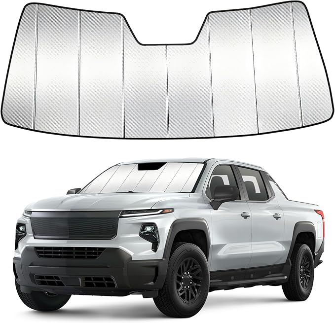 Windshield Sun Shade Custom Fit for Chevy Silverado EV 2024-2026, Accordion Folding Thick Window Sunshade Block Heat 99% UV Rays Sun Visor Keep Cooler Car Accessories