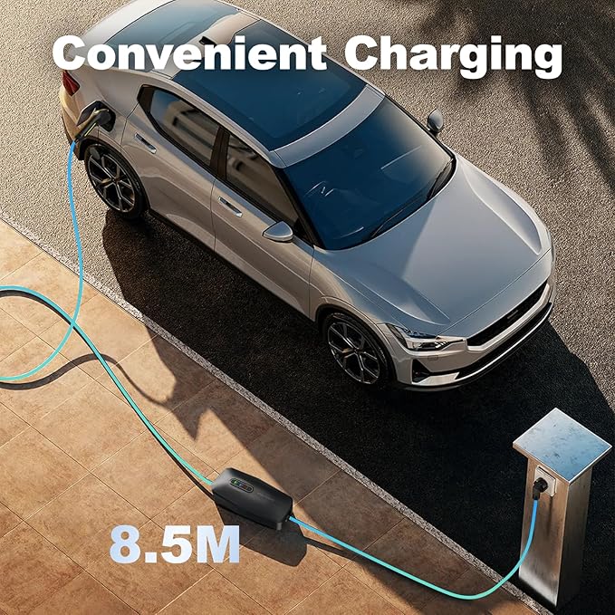Level 2 EV Charger, 32A/7KW Electric Vehicle Portable Charger with 28FT Cable, Home EV Charging Station, 240V NEMA 14-50 Plug, for All SAE J1772