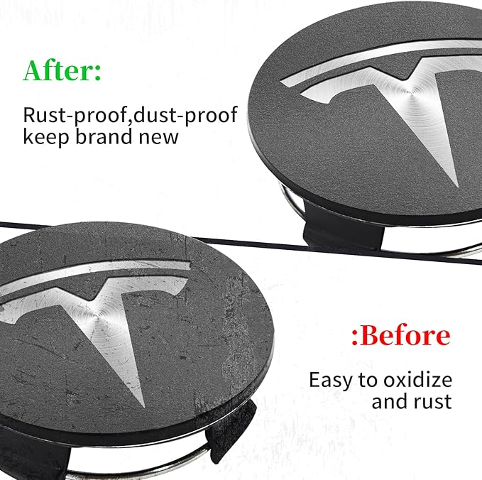 4 Pack Exterior Decoration Wheel Center Cover for Tesla Model 3 Model Y,56mm Hubcaps Wheel Rim Cover Tesla Center Caps Hubcaps+20 Black Lug Nut Covers (Matte Grey+Silver Emblem)