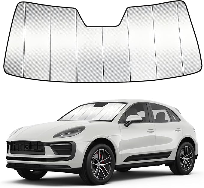 Windshield Sun Shade Custom Fit for Porsche Macan 2015-2024, Accordion Folding Thick Window Sunshade Block Heat 99% UV Rays Sun Visor Keep Cooler Car Accessories