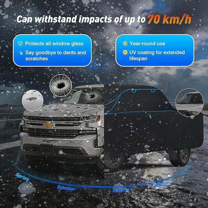 Hail Protector Car Cover for Truck Toyota Tundra, Custom fit Tundra 2021-2026 Double Cab/CrewMax Cab SB(5.5'-6.5')+ Gift Windshield Sunshade, Multi-Layered EVA Hail Proof Car Cover.
