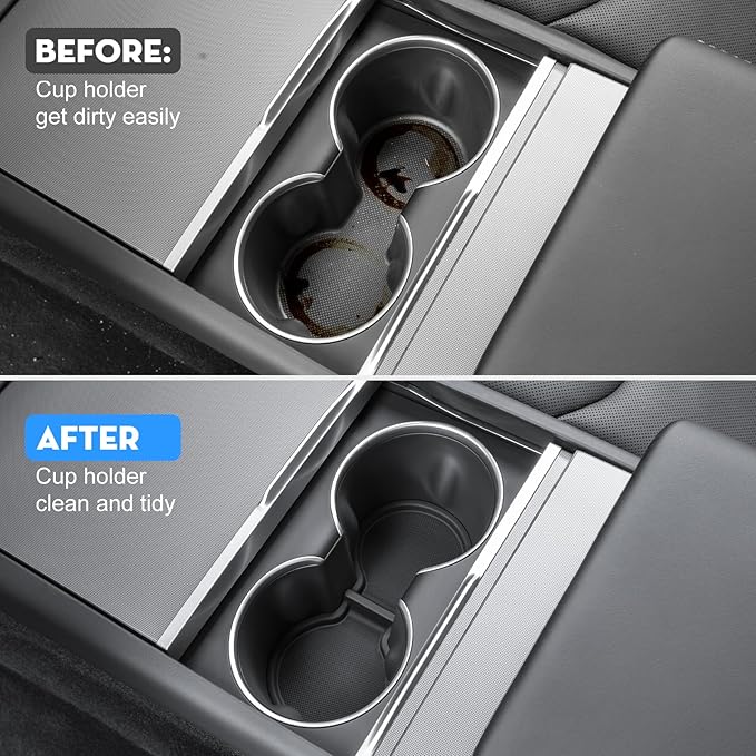 for Tesla Model Y 2026 Juniper Cup Holder Inserts Center Console Liner Coasters Mat Pad Compatible with 2017-2026 Model 3 & 2020-2026 Model Y Accessories