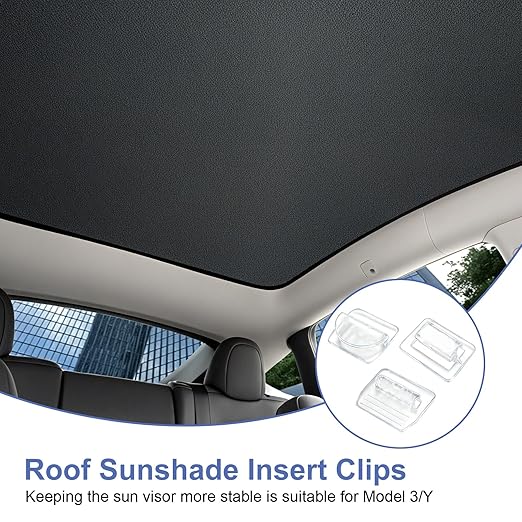 32 Pcs Sunshade Clips, Roof Sunshade Insert Clips Compatible with Model 3/Y/S/X, Sun Roof Shade Fasteners for Sunshade Installation and Stability (Clear)