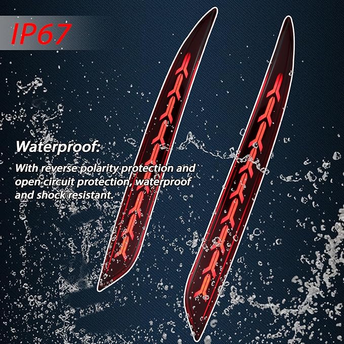 Red Lens Rear Fog Bumper Reflector Brake Tail Sequential Flash Singal Lights Lamp 3 in 1 Arrow Style Compatible with Tesla Model Y 2021 2022 2023 Standard Performance